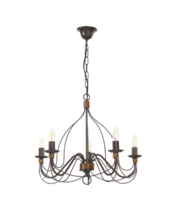LAMPADARIO A 5 LUCI "FIAMMA" MARRONE, E14